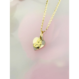 Złoty Medalik Zawieszka serce Matka Boska Częstochowska Chrzest Komunia