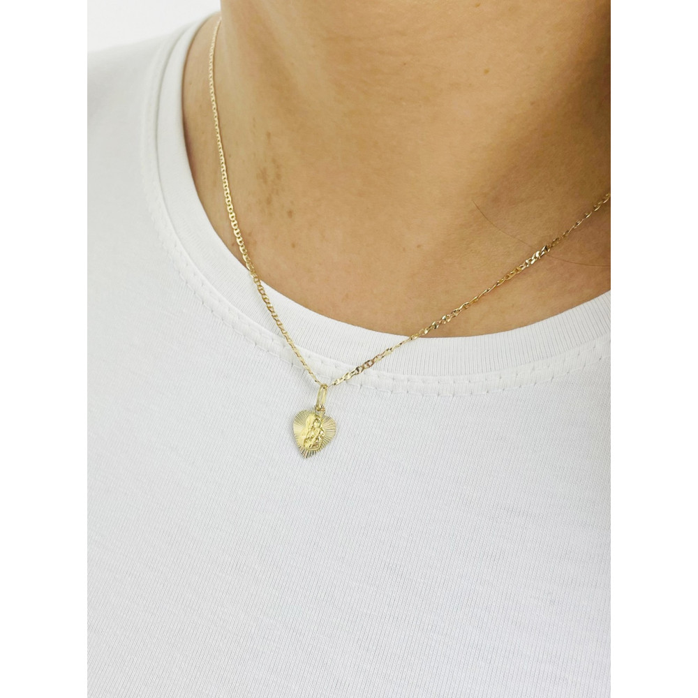 Złoty Medalik Zawieszka serce Matka Boska Częstochowska Chrzest Komunia