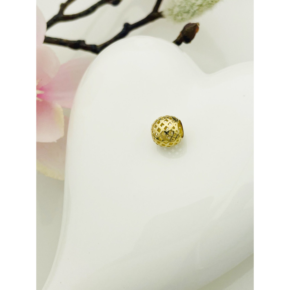 Złota zawieszka charms kulka kuleczka ażurowa