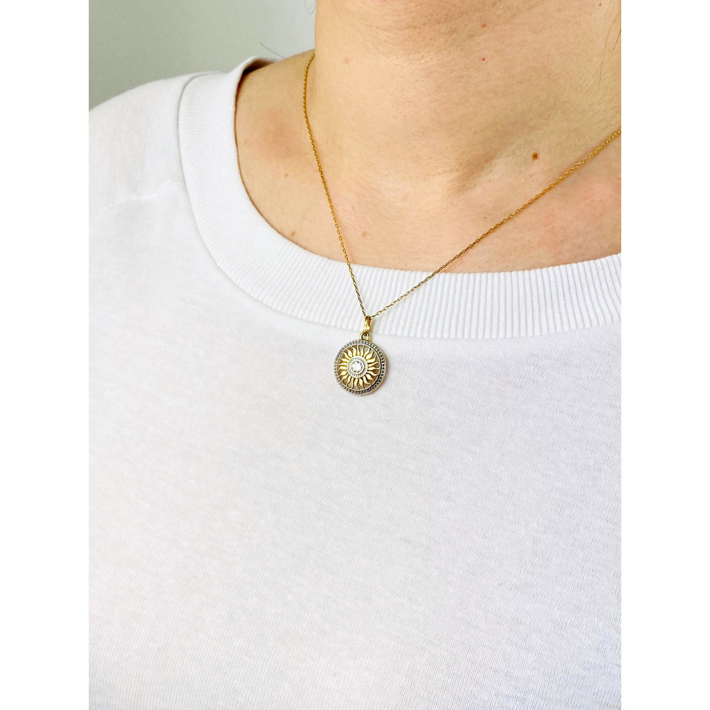 copy of Złoty wisiorek zawieszka rozeta ażurowa