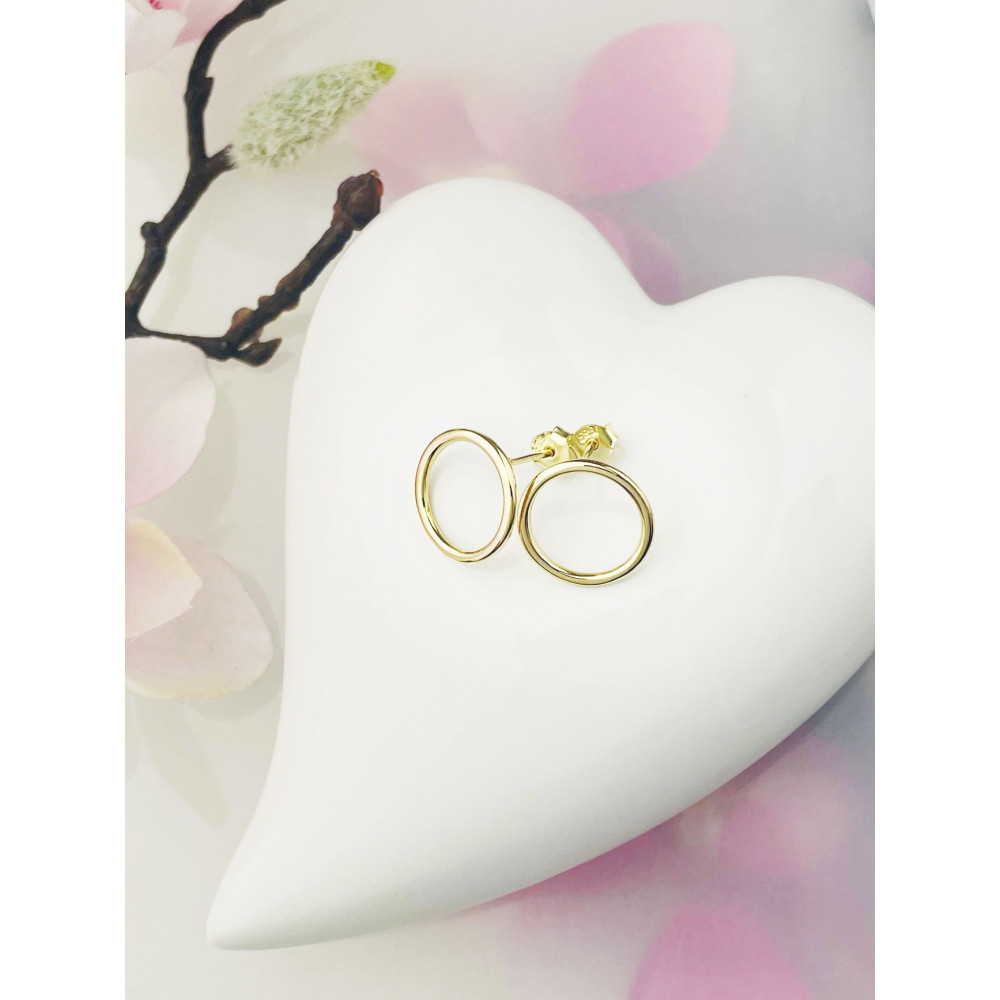 Kreis Creolen Ohrringe Ohrhänger Ohrstecker Ohrschmuck Paar Gelbgold 585er 14KT