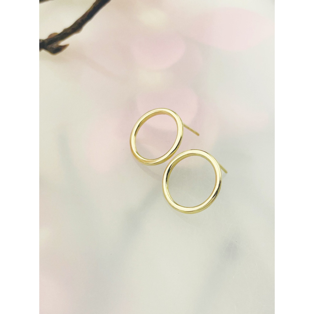 Kreis Creolen Ohrringe Ohrhänger Ohrstecker Ohrschmuck Paar Gelbgold 585er 14KT