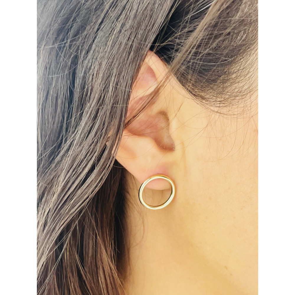 Kreis Creolen Ohrringe Ohrhänger Ohrstecker Ohrschmuck Paar Gelbgold 585er 14KT