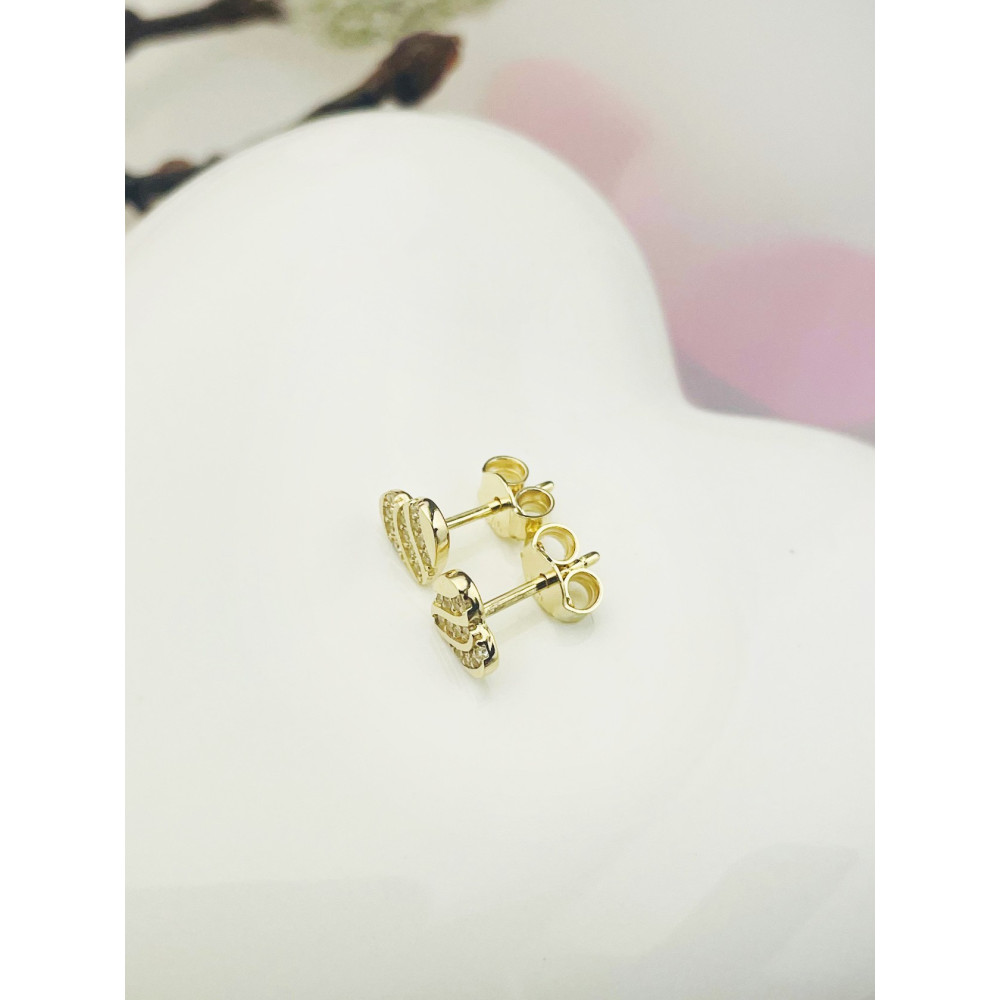 Herz Ohrringe Ohrhänger Ohrstecker Ohrschmuck mit Zirkonia Gelbgold Paar 585er 14KT