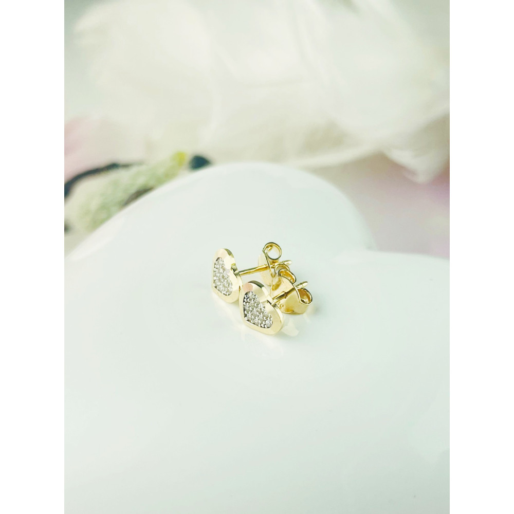 Herz Ohrringe Ohrhänger Ohrstecker Ohrschmuck mit Zirkonia Gelbgold Paar 585er 14KT