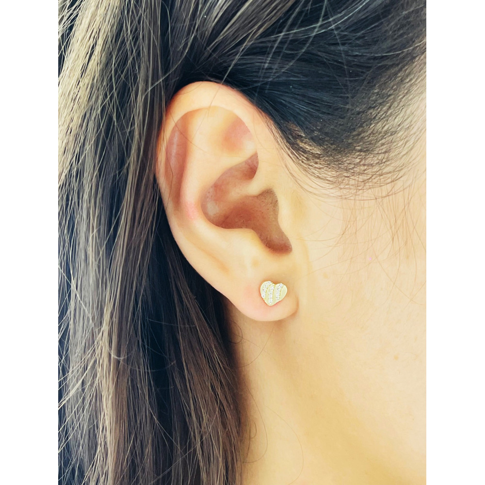 Herz Ohrringe Ohrhänger Ohrstecker Ohrschmuck mit Zirkonia Gelbgold Paar 585er 14KT