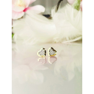 Herz Ohrringe Ohrhänger Ohrstecker Ohrschmuck mit Zirkonia Gelbgold Paar 585er 14KT