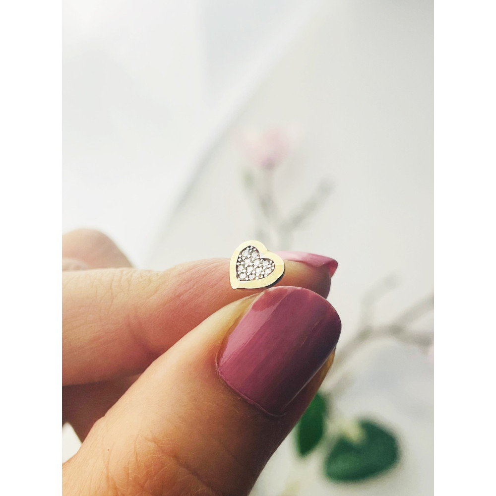 Herz Ohrringe Ohrhänger Ohrstecker Ohrschmuck mit Zirkonia Gelbgold Paar 585er 14KT