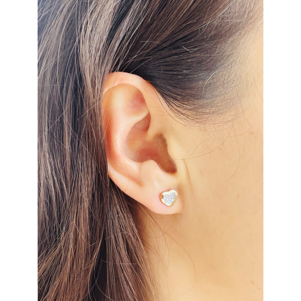 Herz Ohrringe Ohrhänger Ohrstecker Ohrschmuck mit Zirkonia Gelbgold Paar 585er 14KT