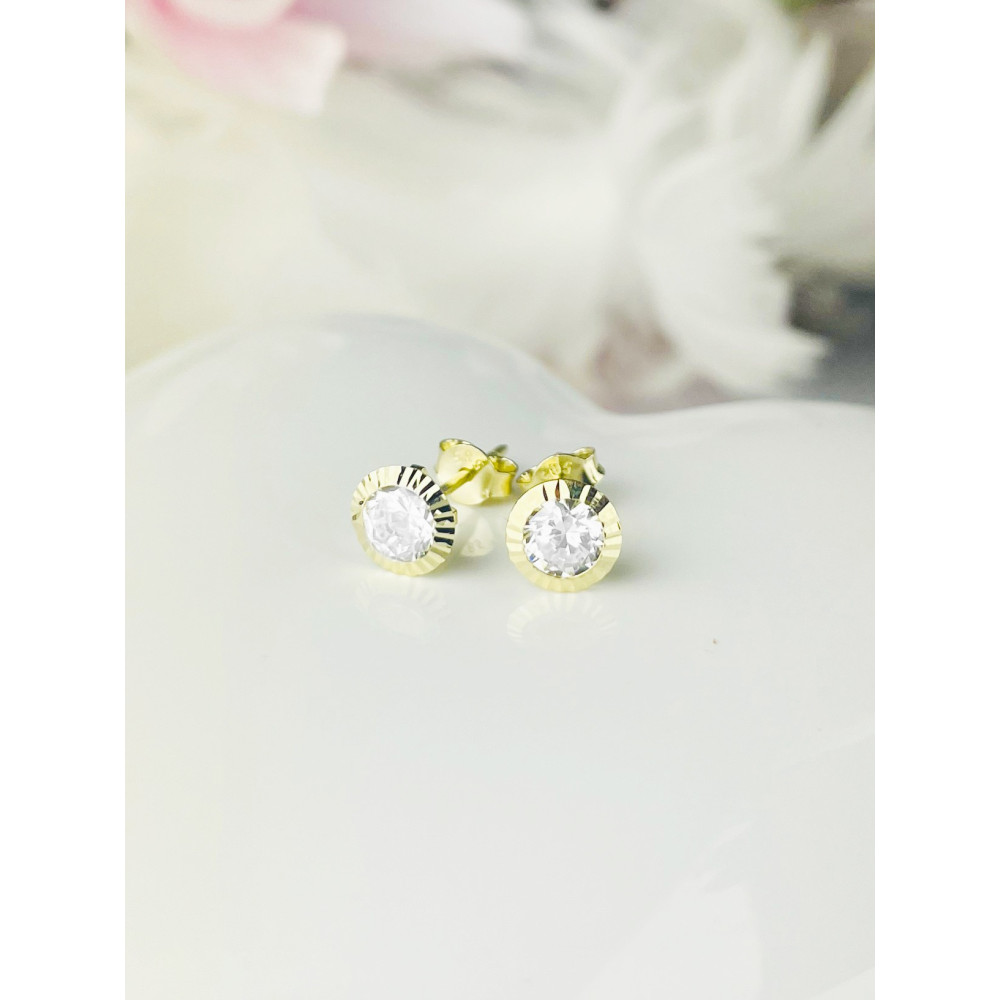 Kugel Ohrringe Ohrhänger Ohrstecker Ohrschmuck mit Zirkonia Gelbgold Paar 585er 14KT