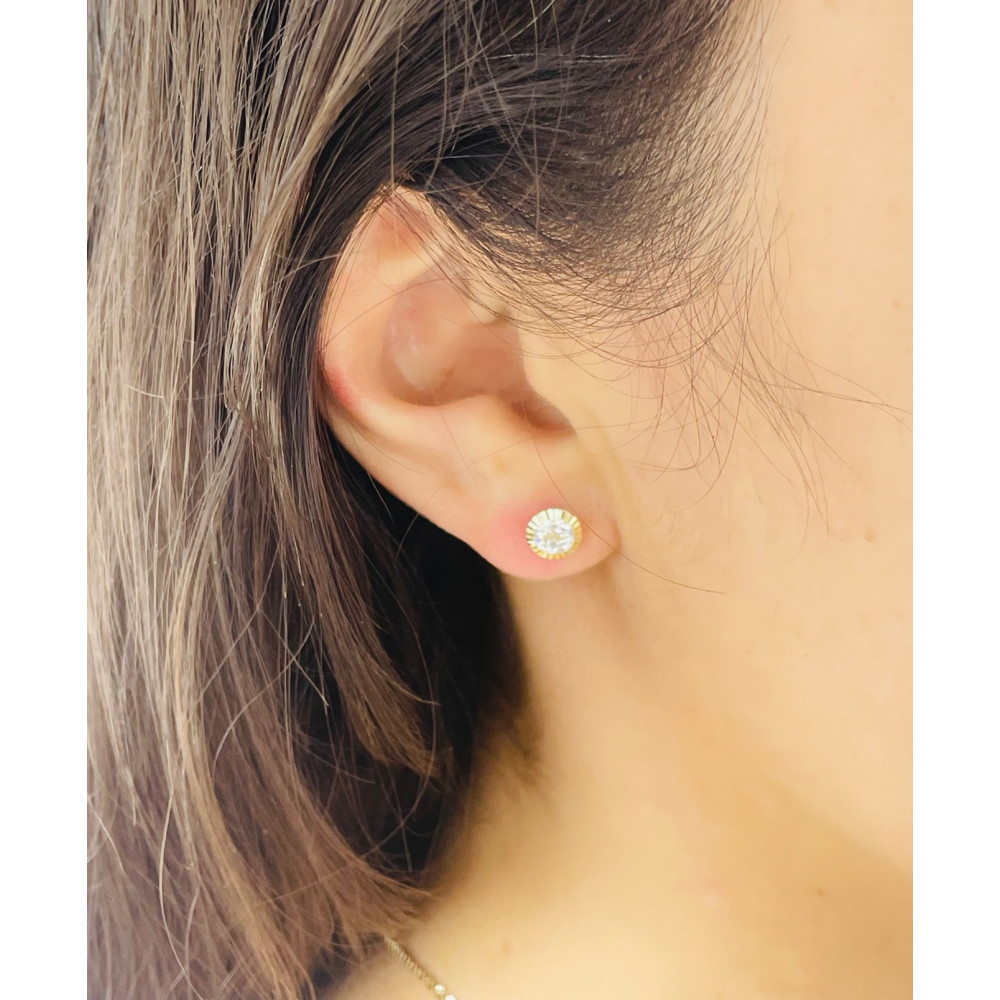 Złote kolczyki okrągłe z cyrkoniami kółka kulki