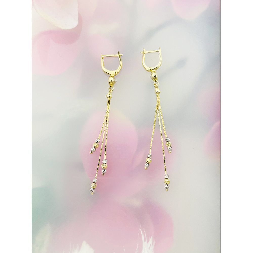 Kugel Gold Ohrringe mit Zirkonia Ohrhänger Ohrstecker Ohrschmuck Paar Gelbgold 585er 14KT