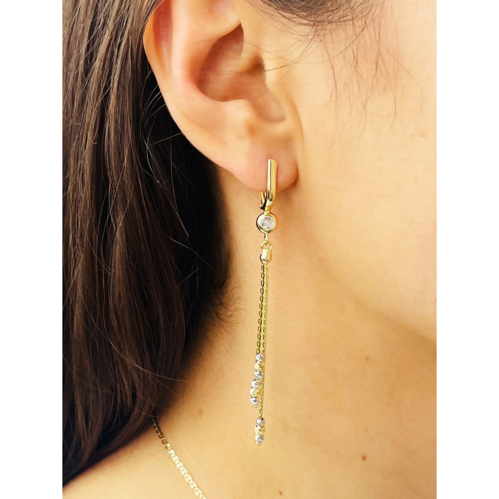 Kugel Gold Ohrringe mit Zirkonia Ohrhänger Ohrstecker Ohrschmuck Paar Gelbgold 585er 14KT