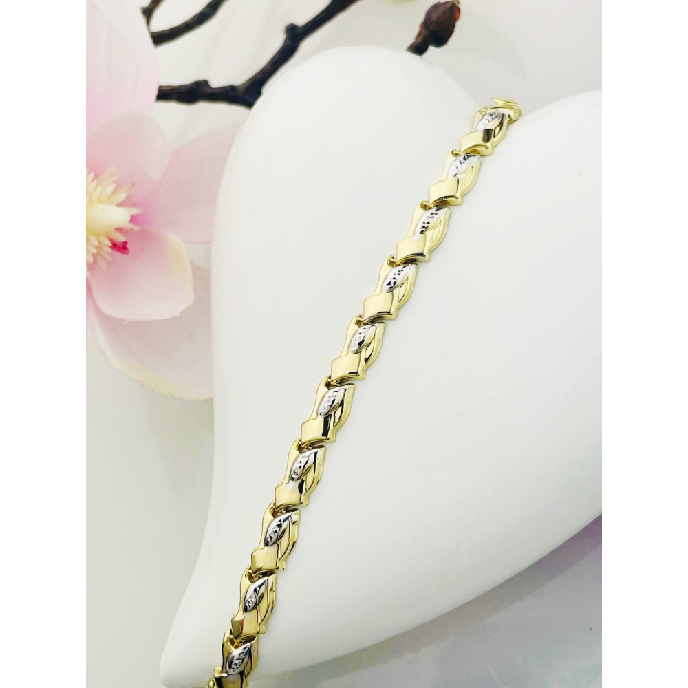 Złota bransoletka polerowana bikolor