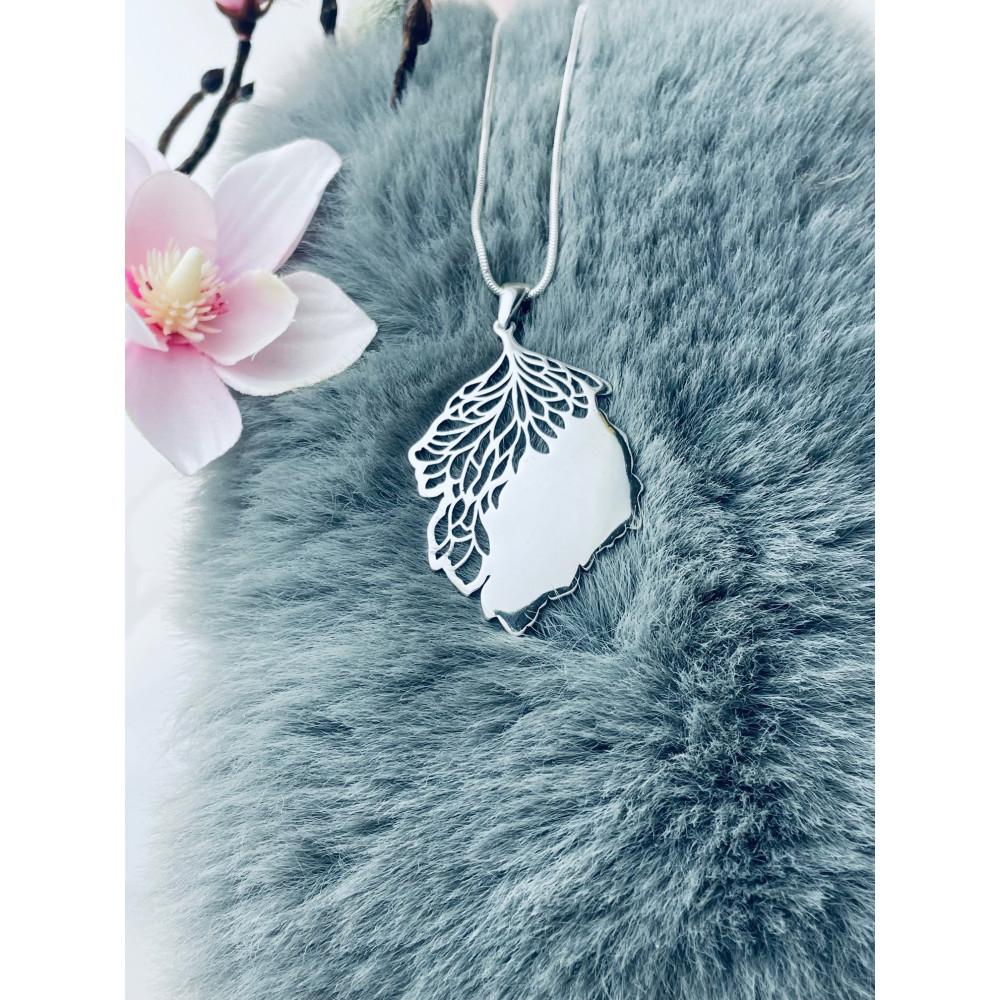 925 Silber Damen Medaillon Anhänger Blatt