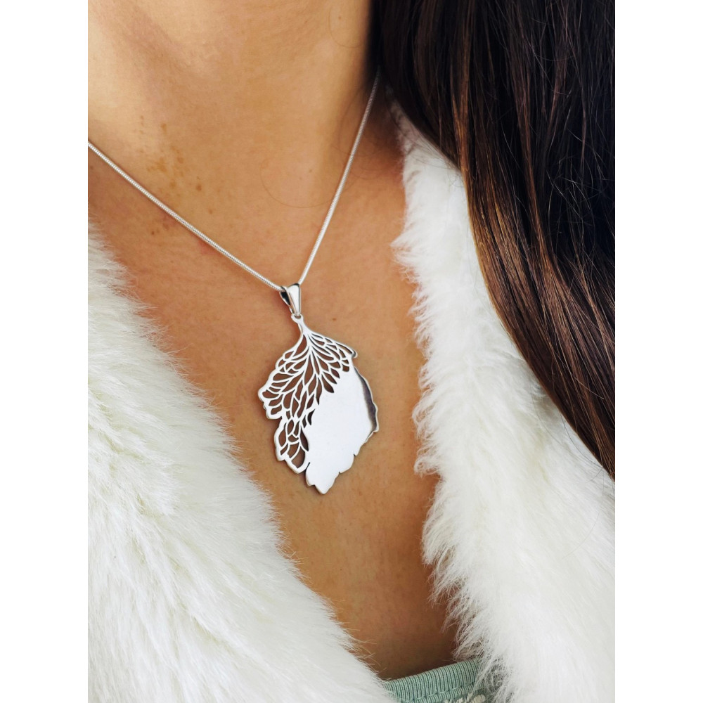 925 Silber Damen Medaillon Anhänger Blatt