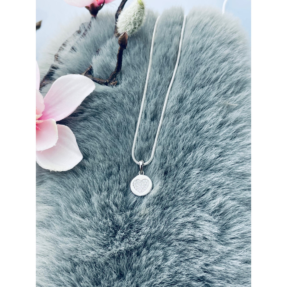 925 Silber Damen Medaillon Anhänger Herz mit Zirkonia