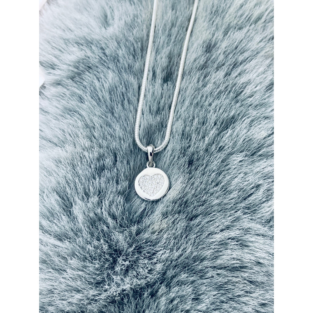 925 Silber Damen Medaillon Anhänger Herz mit Zirkonia