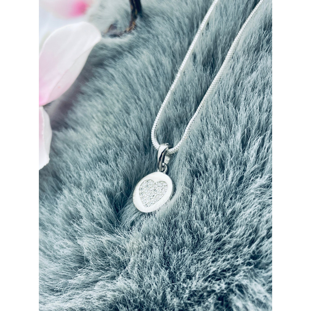 Srebrny wisiorek zawieszka serce serduszko z cyrkoniami