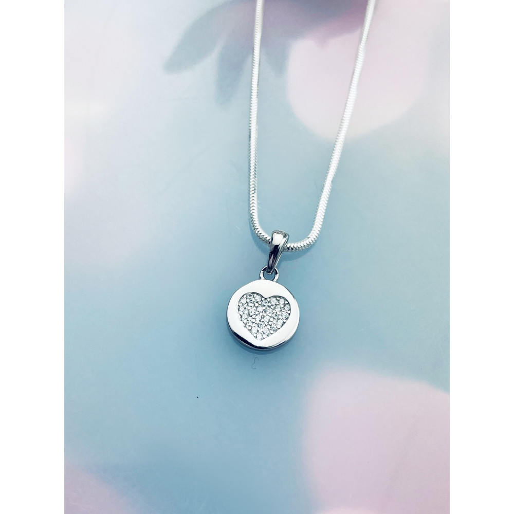 925 Silber Damen Medaillon Anhänger Herz mit Zirkonia