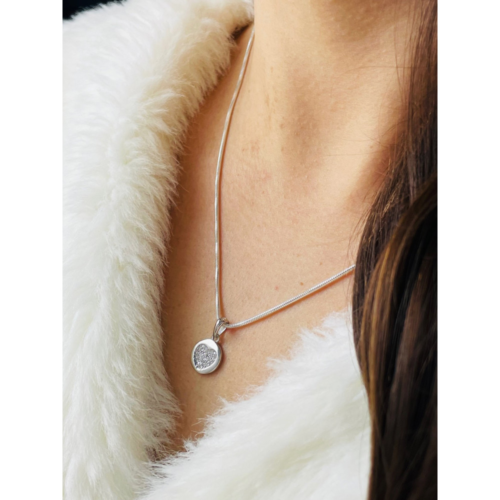 925 Silber Damen Medaillon Anhänger Herz mit Zirkonia