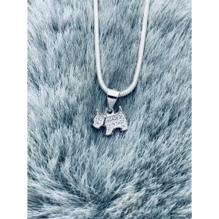 925 Silber Damen Medaillon Anhänger Hund mit Zirkonia