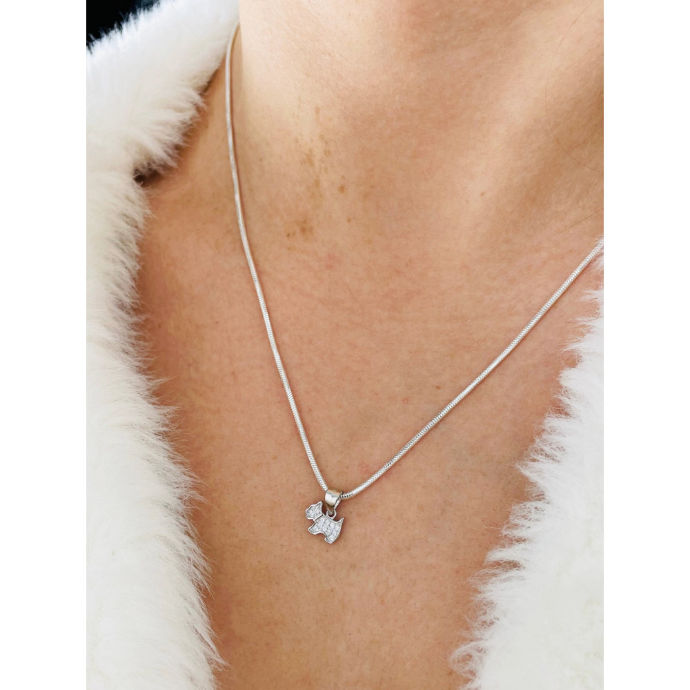 925 Silber Damen Medaillon Anhänger Hund mit Zirkonia