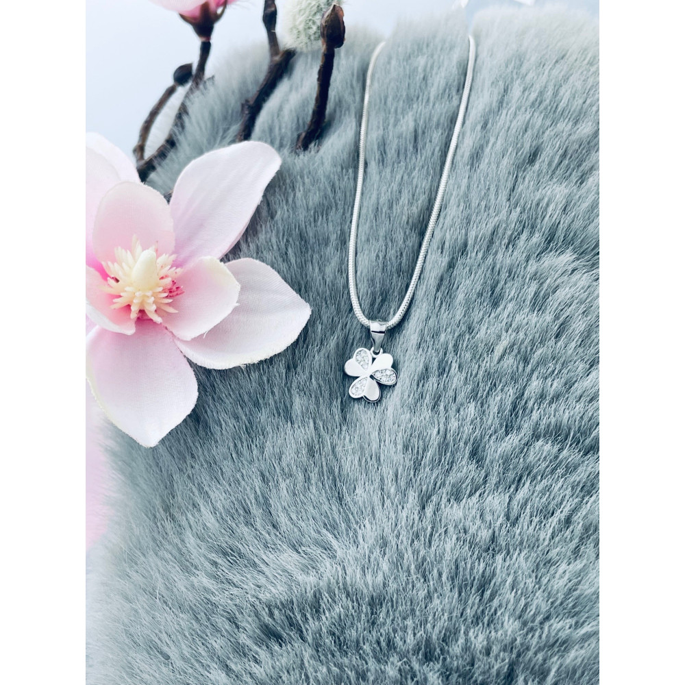 925 Silber Damen Medaillon Anhänger Blume mit Zirkonia