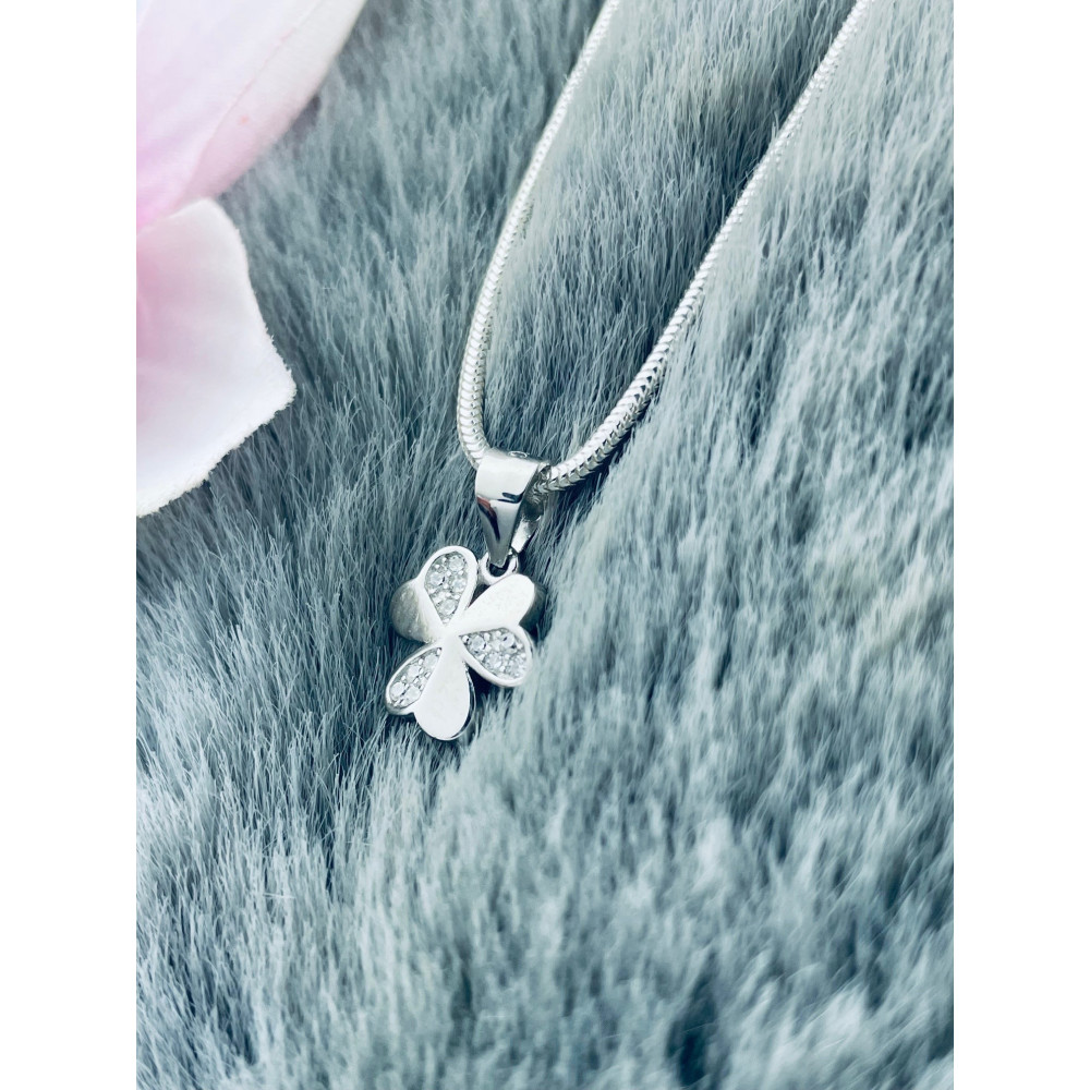 925 Silber Damen Medaillon Anhänger Blume mit Zirkonia