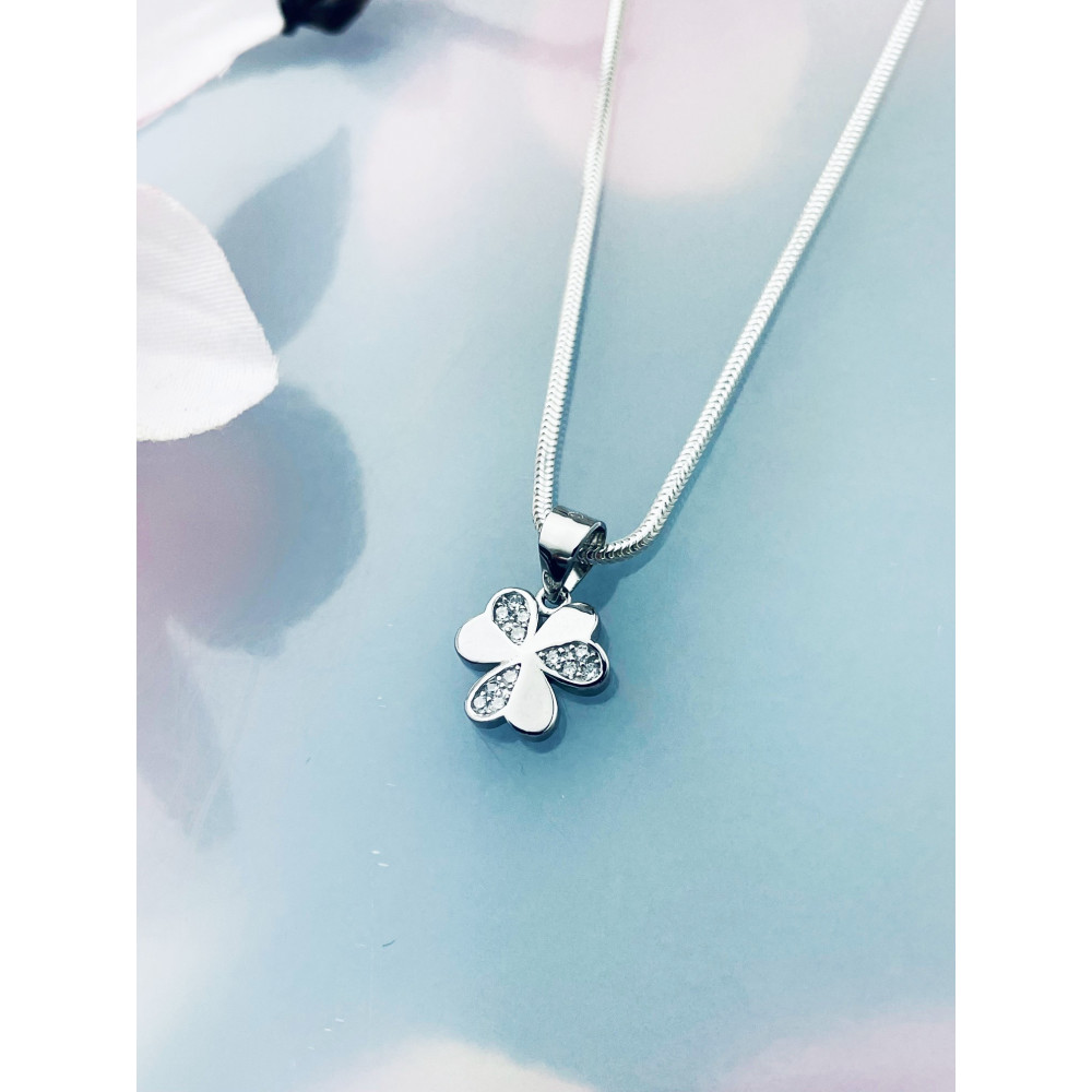 925 Silber Damen Medaillon Anhänger Blume mit Zirkonia