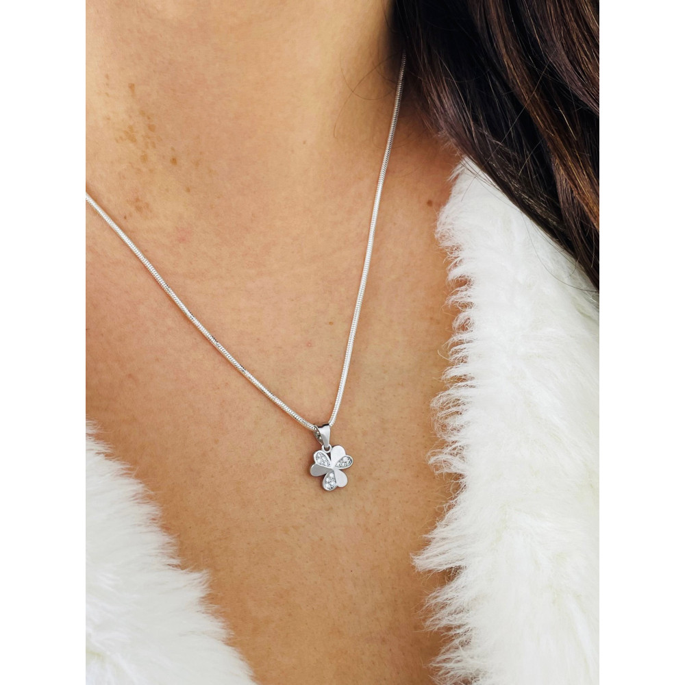 925 Silber Damen Medaillon Anhänger Blume mit Zirkonia