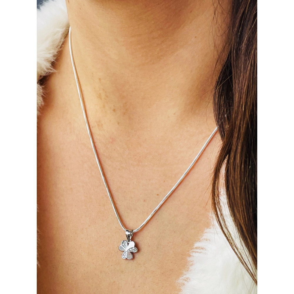 925 Silber Damen Medaillon Anhänger Blume mit Zirkonia