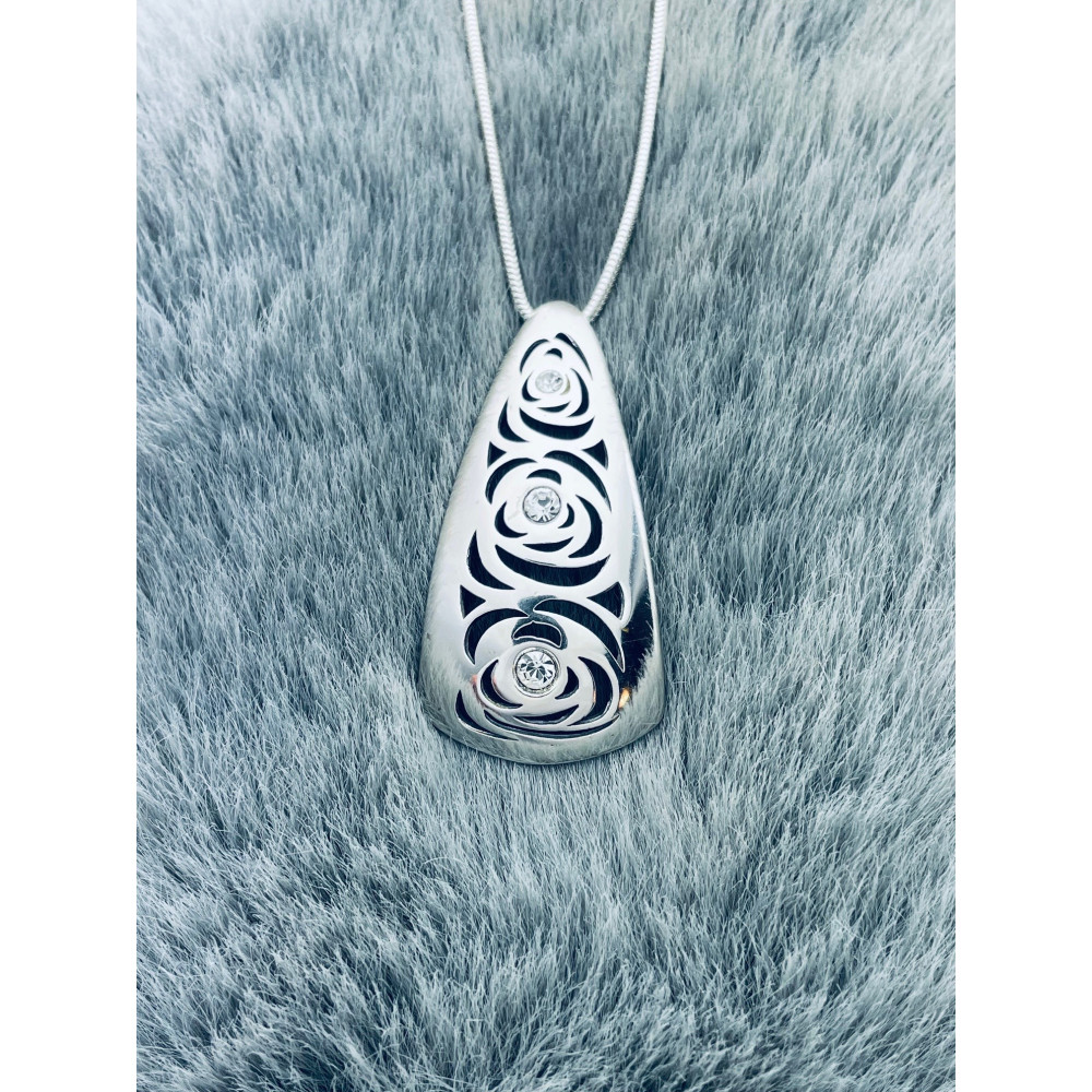 925 Silber Damen Medaillon Anhänger Rose mit Zirkonia