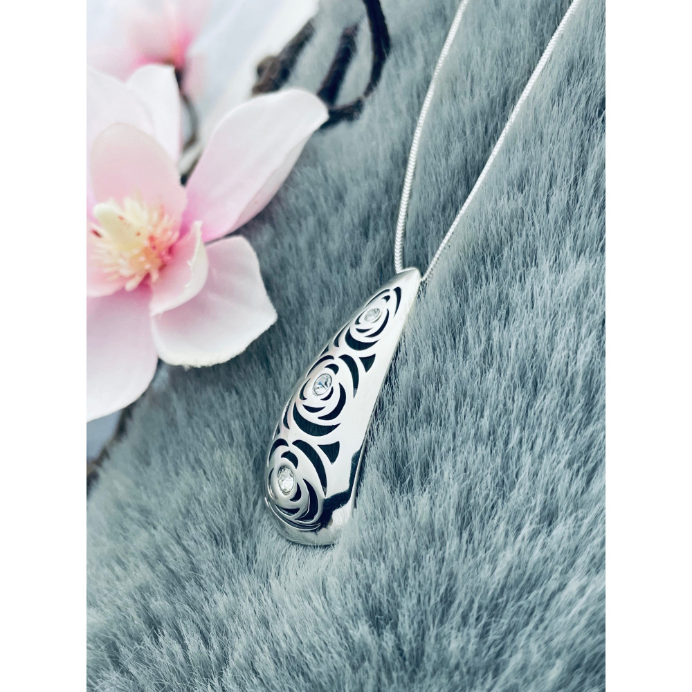 925 Silber Damen Medaillon Anhänger Rose mit Zirkonia