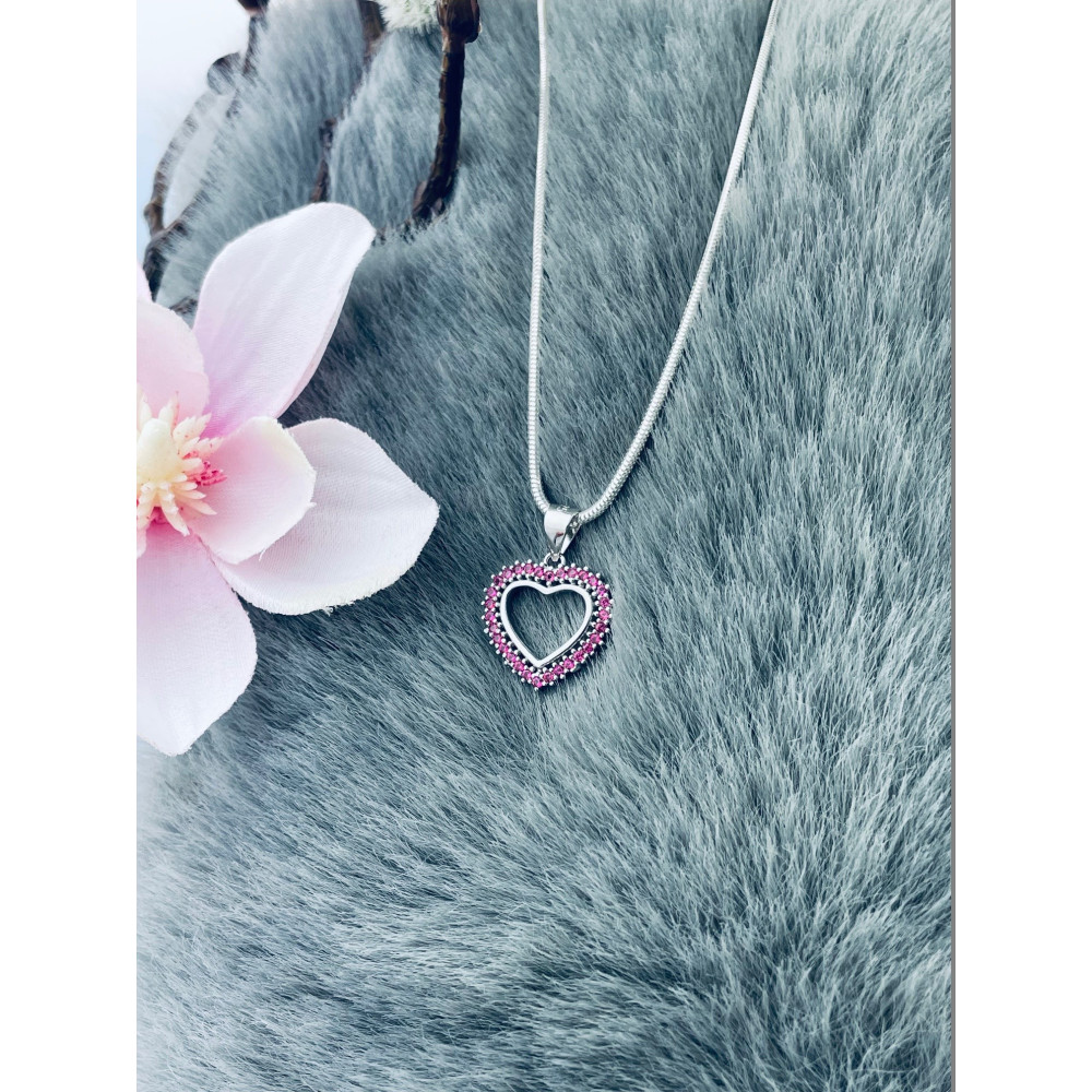 925 Silber Damen Medaillon Anhänger Herz mit Zirkonia