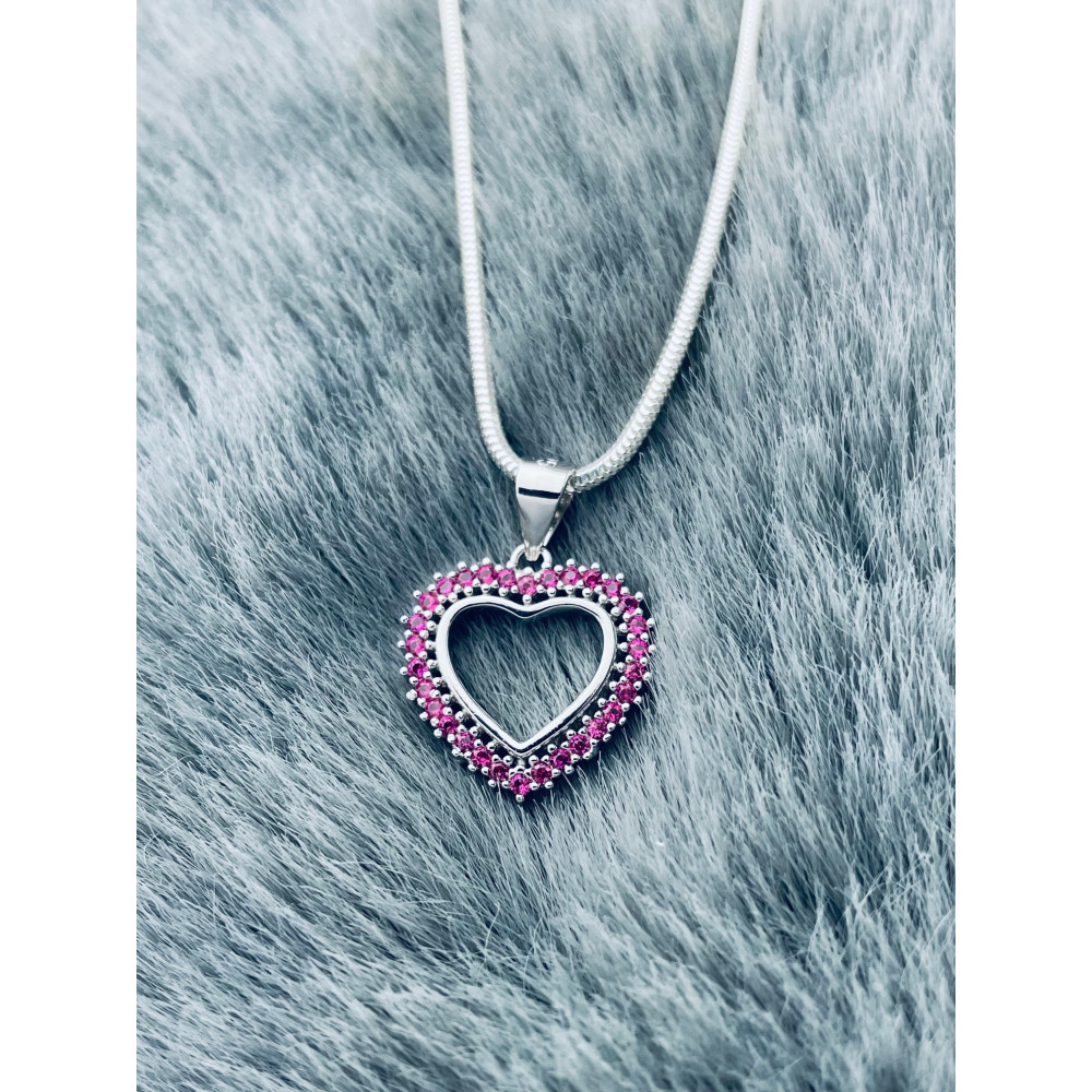 925 Silber Damen Medaillon Anhänger Herz mit Zirkonia