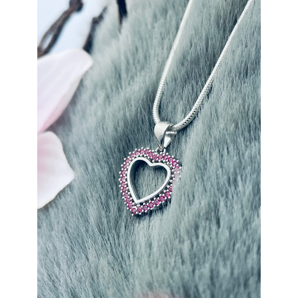 925 Silber Damen Medaillon Anhänger Herz mit Zirkonia