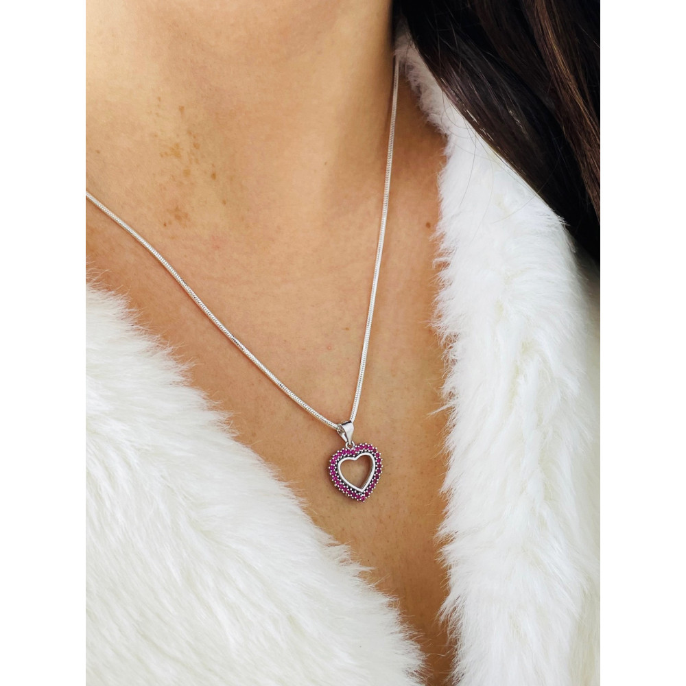 925 Silber Damen Medaillon Anhänger Herz mit Zirkonia