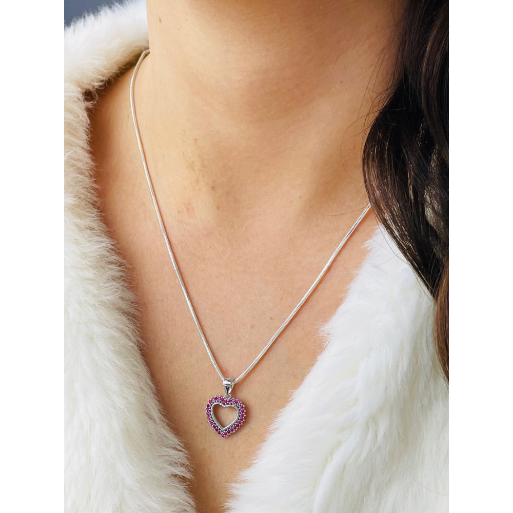 925 Silber Damen Medaillon Anhänger Herz mit Zirkonia