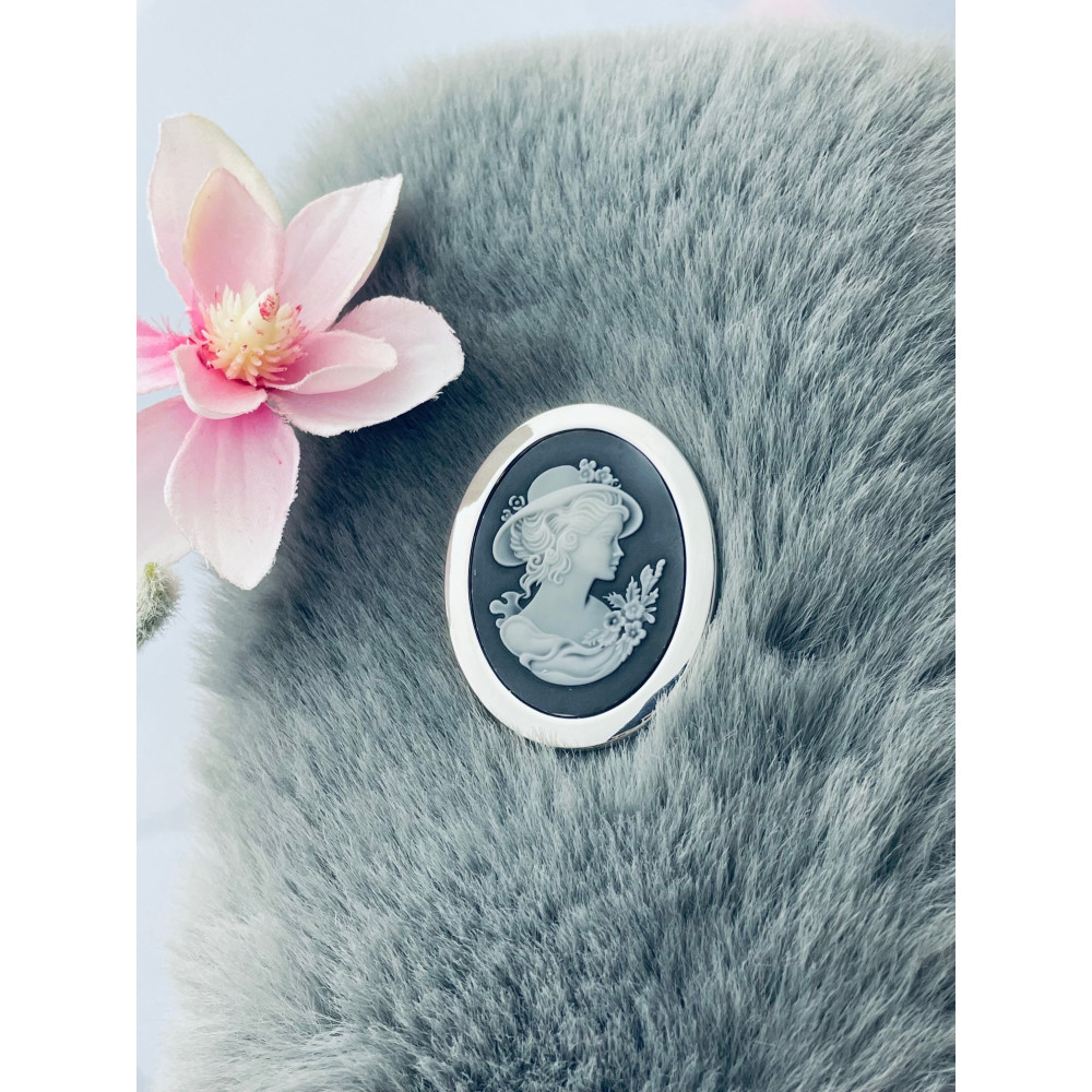 Kamea 925 Silber Anhänger Brosche