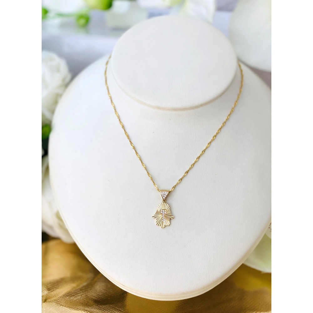 Złoty wisiorek zawieszka klucz ręka Fatimy