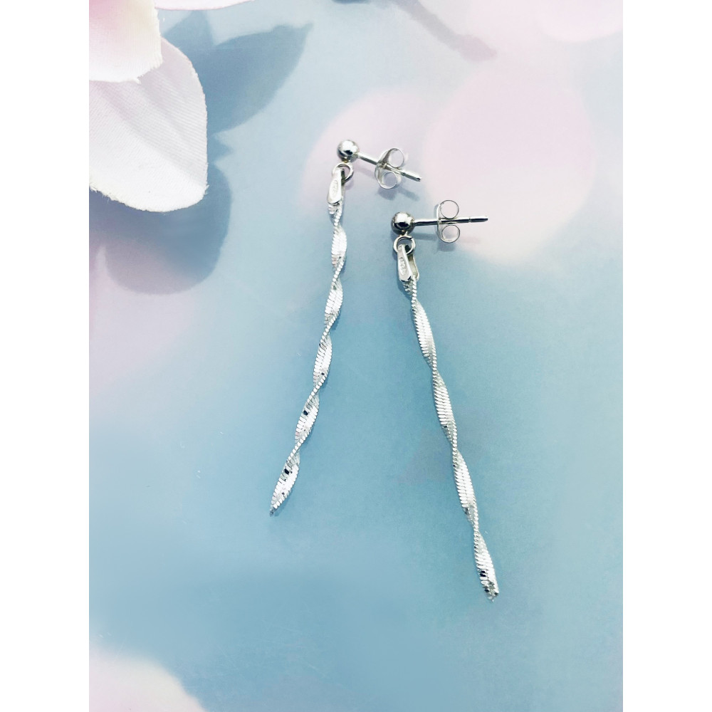 Kugel 925 Silber Ohrringe Twist-kette