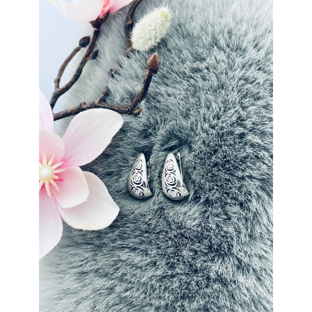 Rose 925 Silber Ohrringe mit Zirkonia