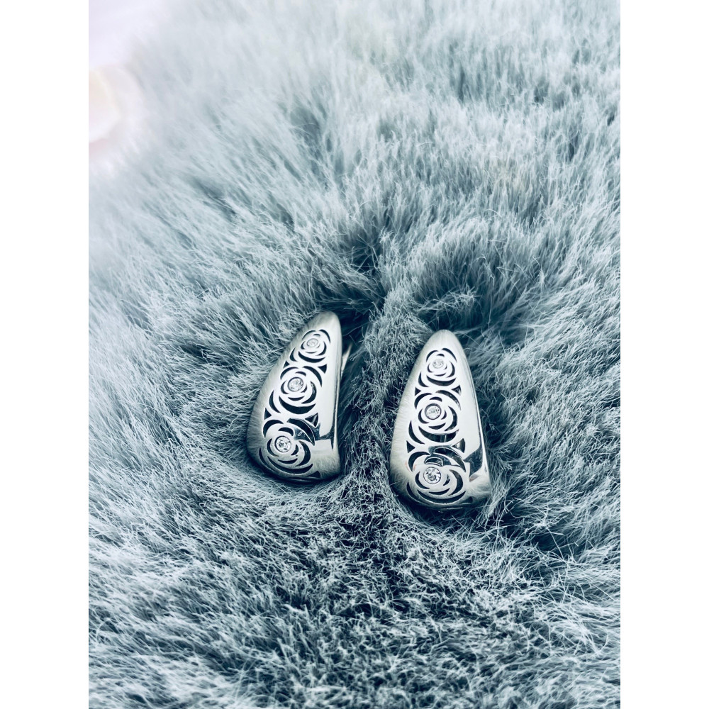 Rose 925 Silber Ohrringe mit Zirkonia