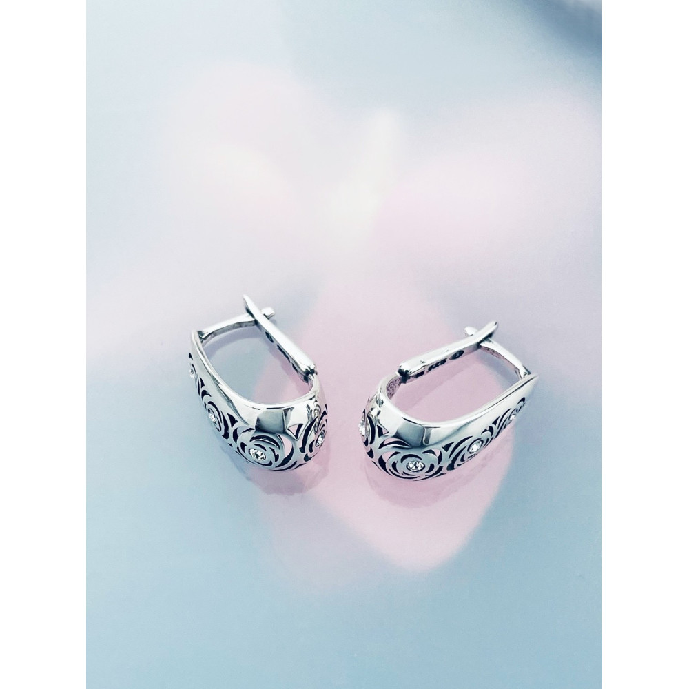 Rose 925 Silber Ohrringe mit Zirkonia