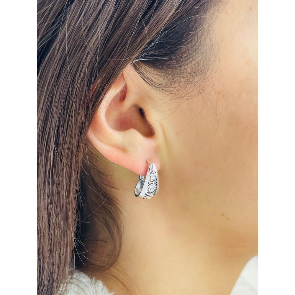 Rose 925 Silber Ohrringe mit Zirkonia