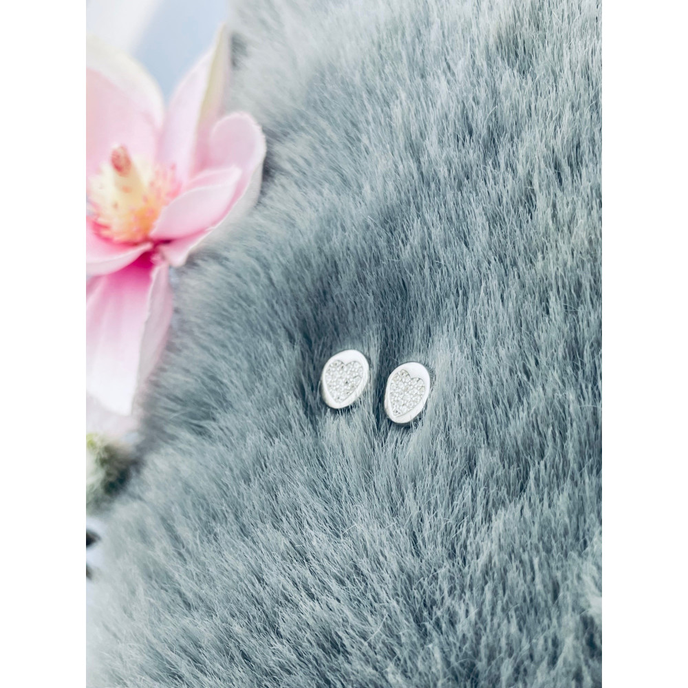 Herz 925 Silber Ohrringe mit Zirkonia