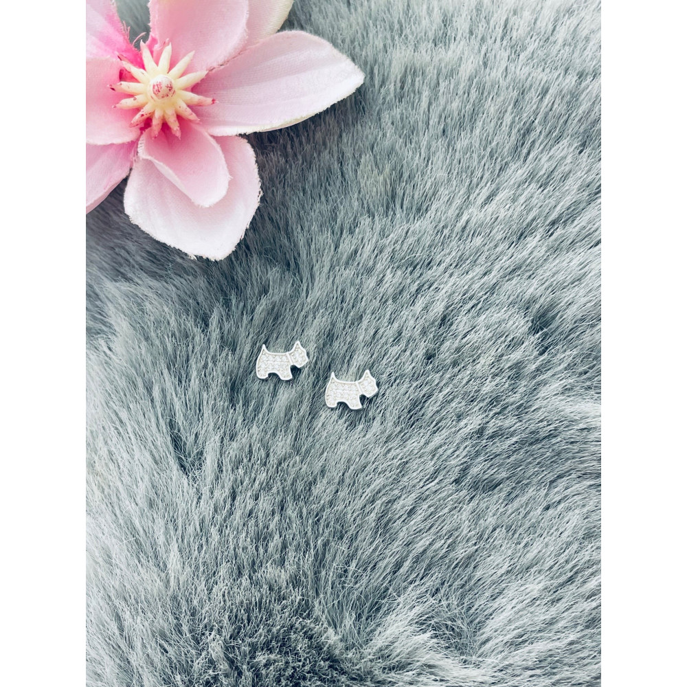 Hund 925 Silber Ohrringe mit Zirkonia