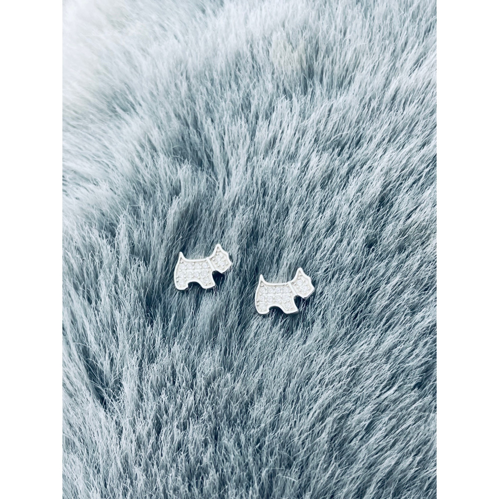 Hund 925 Silber Ohrringe mit Zirkonia