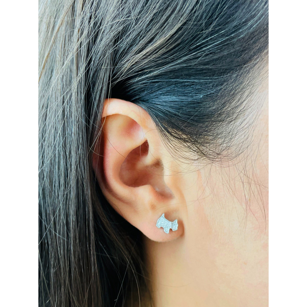 Hund 925 Silber Ohrringe mit Zirkonia